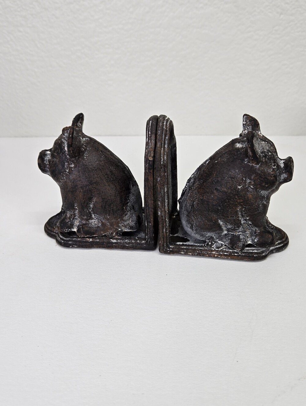VTG Cast Iron‎ Pig Bookends Set 2 Heavy Rustic Farmhouse Country Decor Black